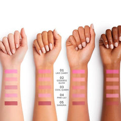 FARMASi Like Candy blush swatch on the cheek displaying soft glow and easy layering