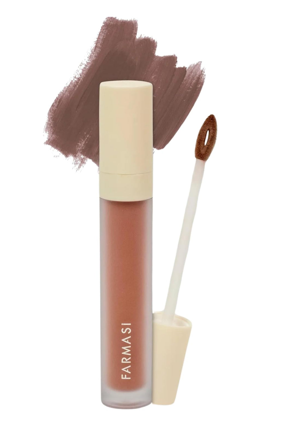 Farmasi Matte Liquid Lipstick Nude Essence packshot highlights rich color with long-lasting wear.