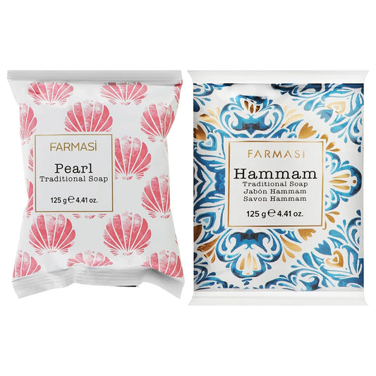 Farmasi traditional soap bundle: pearl-hammam soap bar for hydrating cleanse and radiant skin