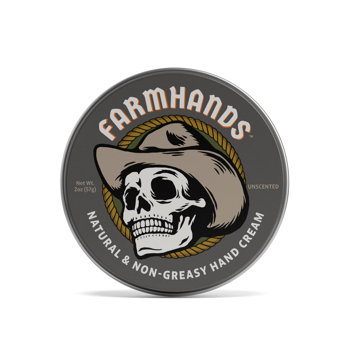 Farmhands hand cream tin packaging shows compact, travel-friendly design for on-the-go relief.