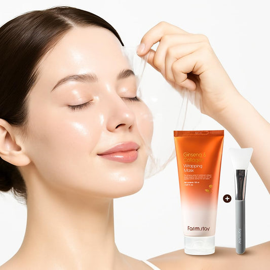 FARMSTAY Ginseng Collagen mask bottle for at-home hydration and radiance