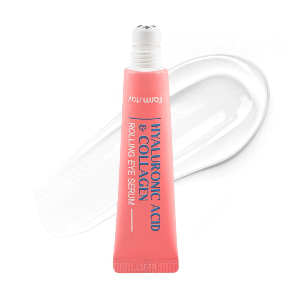 Farmstay Hyaluronic Acid Roll-On Eye Serum highlights puffiness with deep hydration.