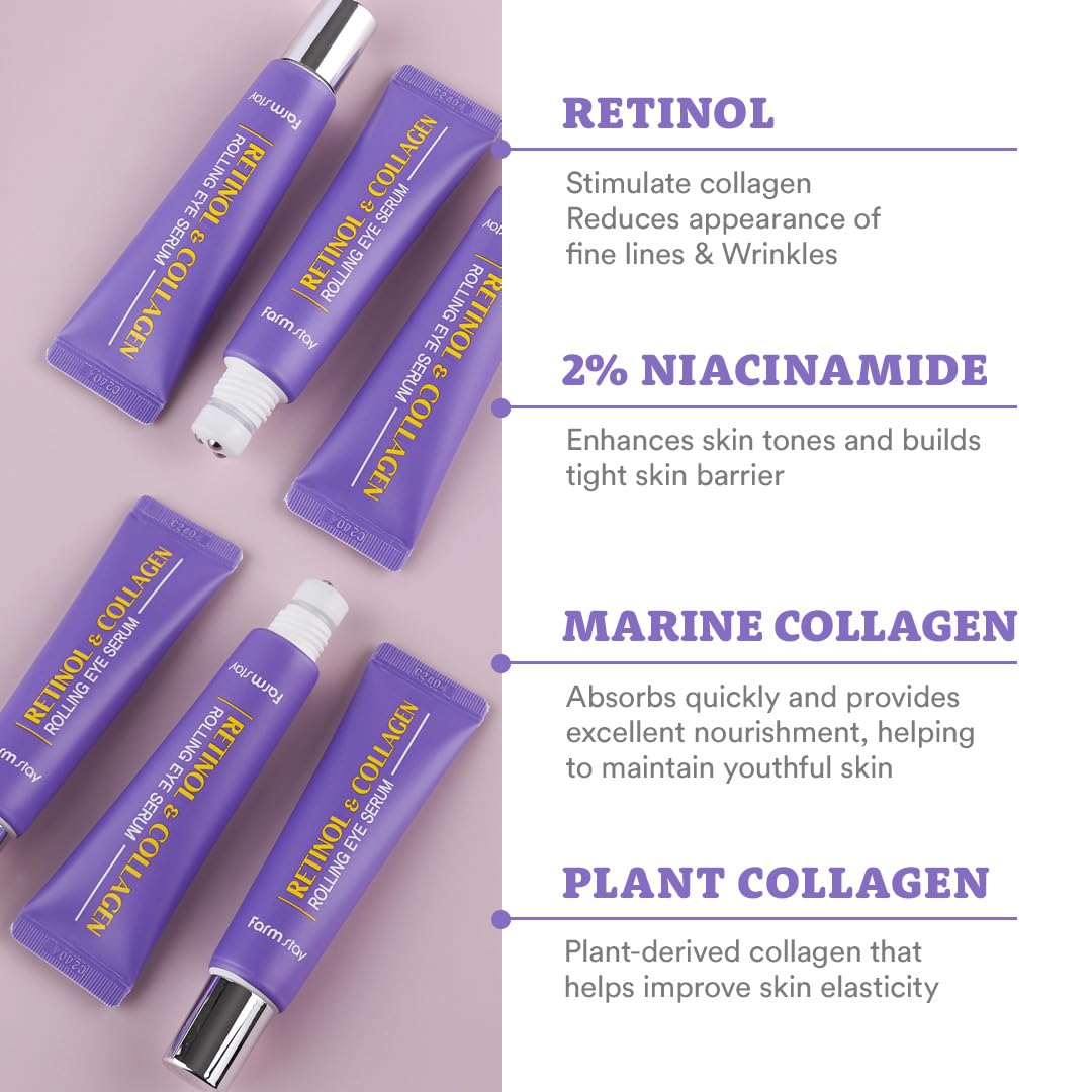 Farmstay Niacinamide Eye Serum Roller brightens and evens the eye area.
