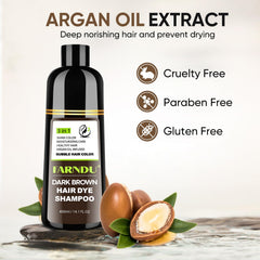 Farndu Dark Brown Hair Dye Shampoo ammonia-free formula gentle results.
