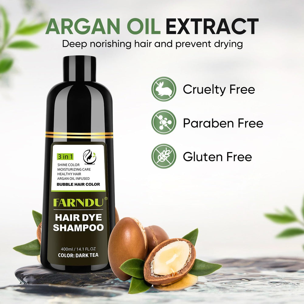 Front-view of olive oil in Farndu color shampoo