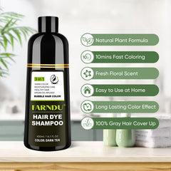 Farndu shampoo pump dispenses 3-in-1 color, cleanse, and condition
