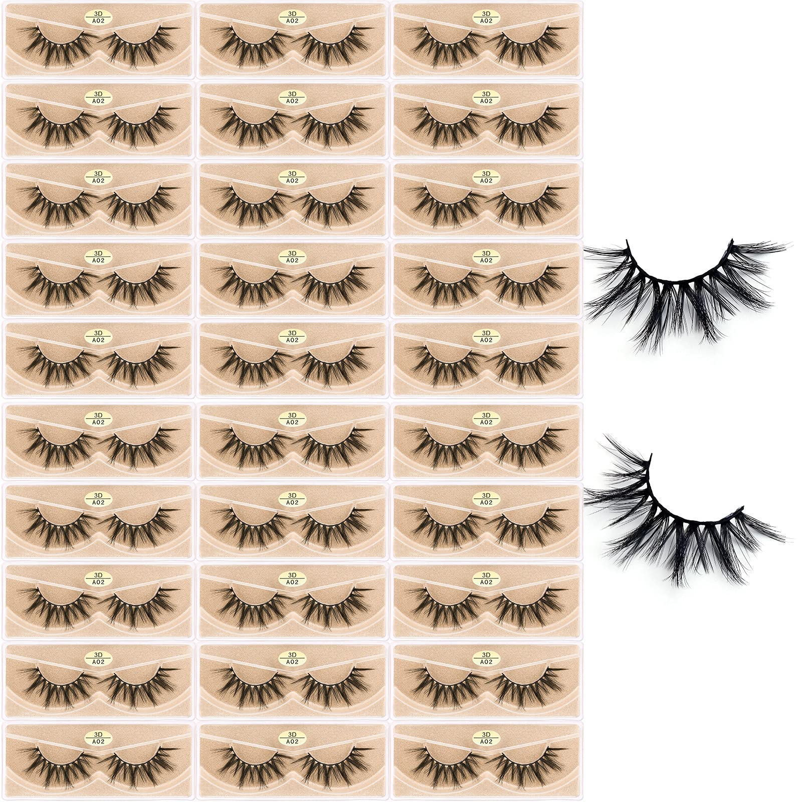 FARRED 3D A02 lashes in individual boxes for easy storage and quick selection.