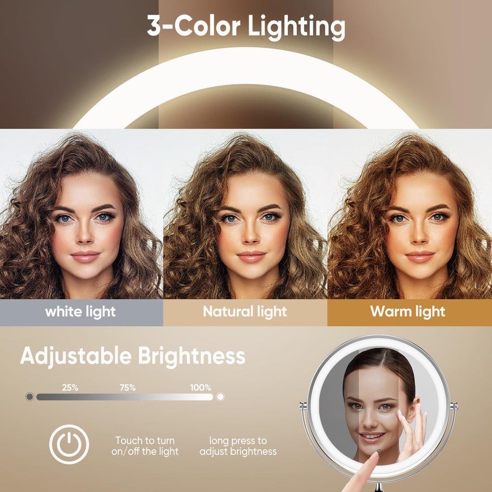 FASCINATE double-sided 1X-10X magnification for detailed makeup work.