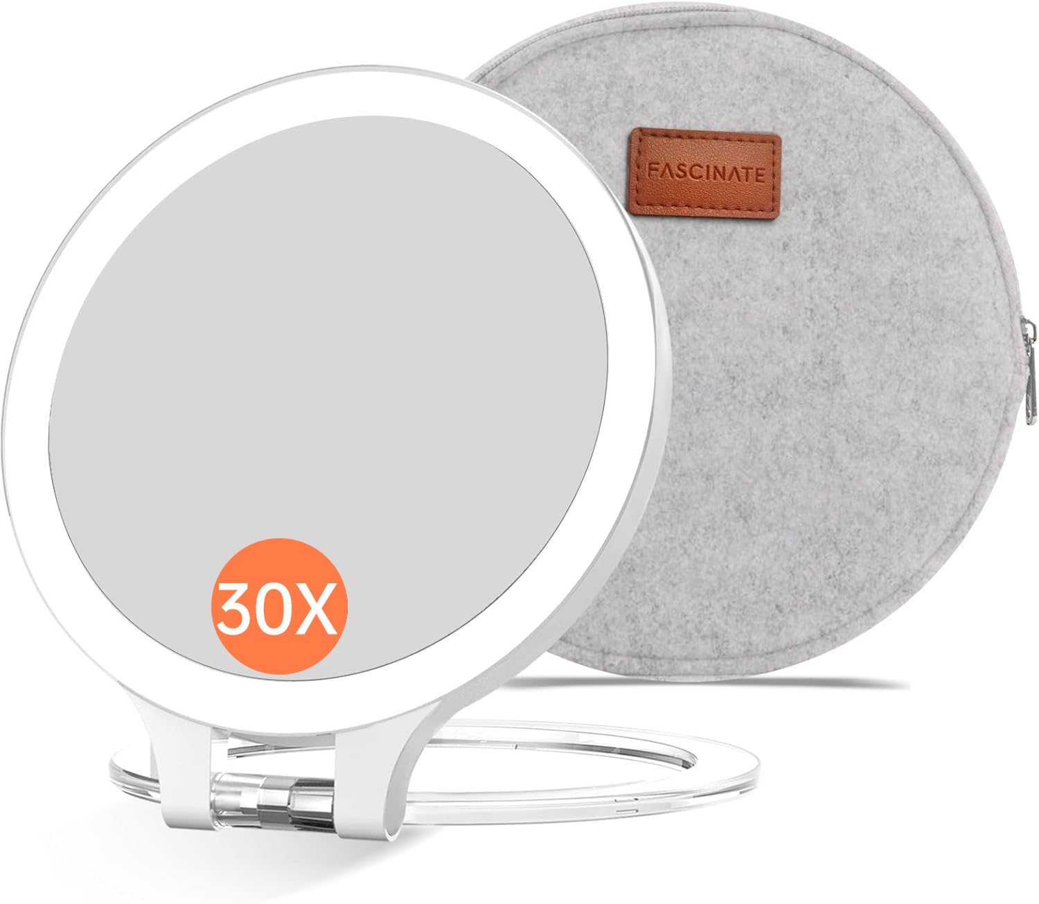 FASCINATE magnifying mirror with 30x zoom for precise makeup and skincare detail