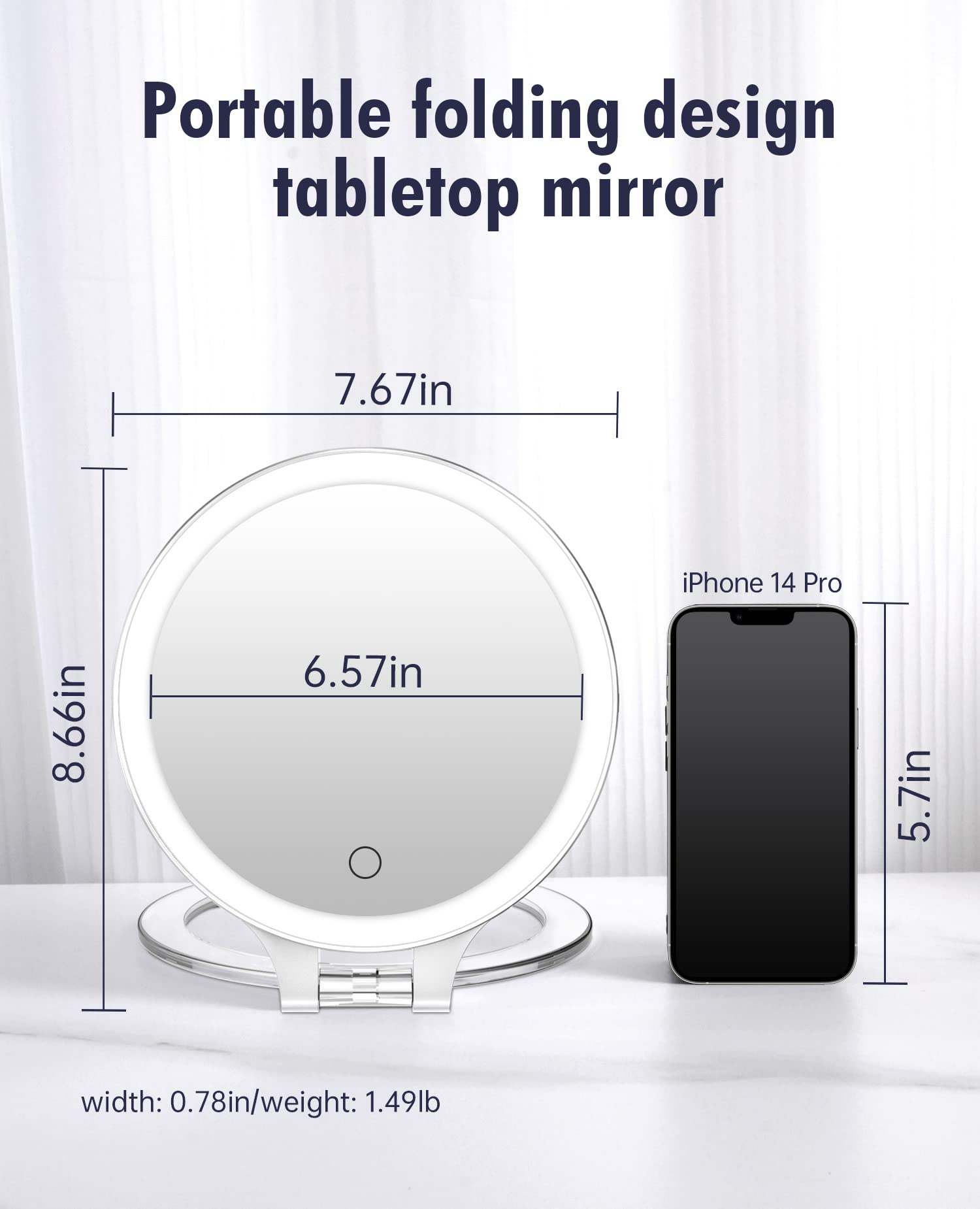 FASCINATE double‑sided magnifying mirror for full‑face and close‑up views