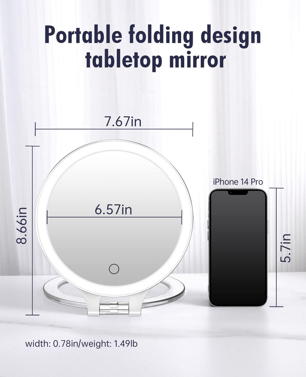 FASCINATE double‑sided magnifying mirror for full‑face and close‑up views