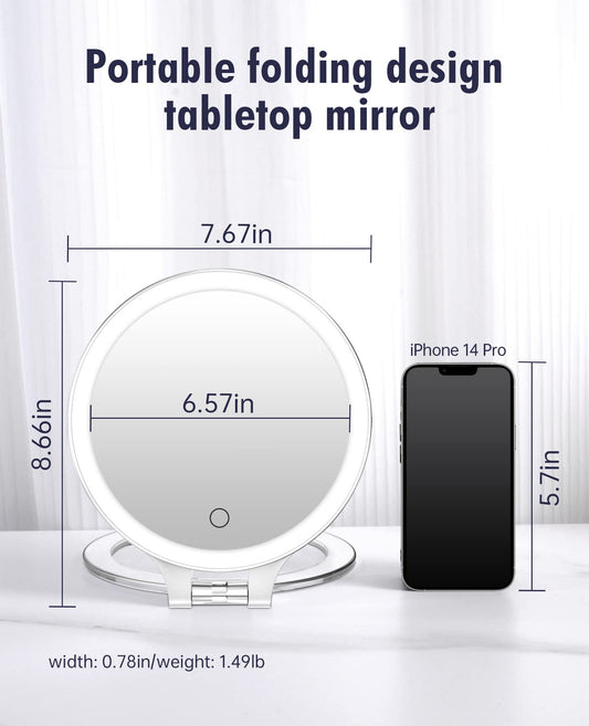 FASCINATE double‑sided magnifying mirror for full‑face and close‑up views