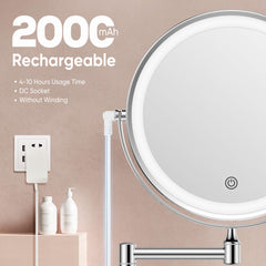 FASCINATE wall-mounted mirror showing 360-degree rotation for flexible viewing.
