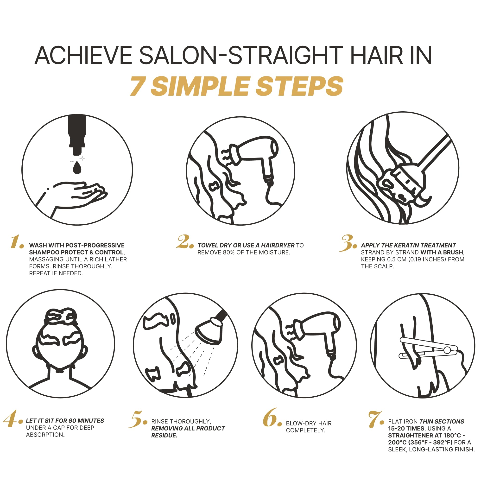 Smooth, shiny hair after Fashion Gold keratin treatment.