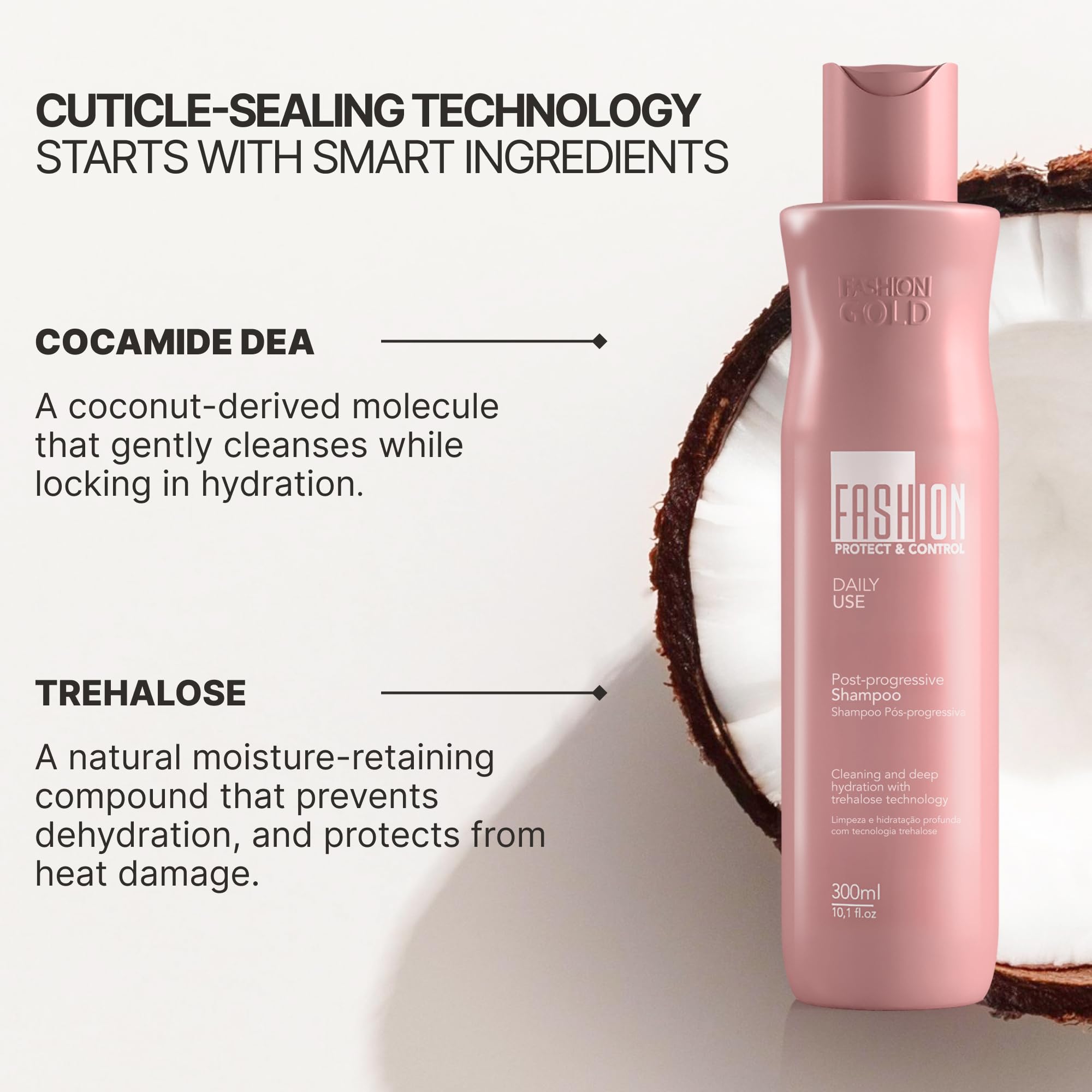Fashion Gold Shampoo on a hair-care scene emphasizing gentle cleansing
