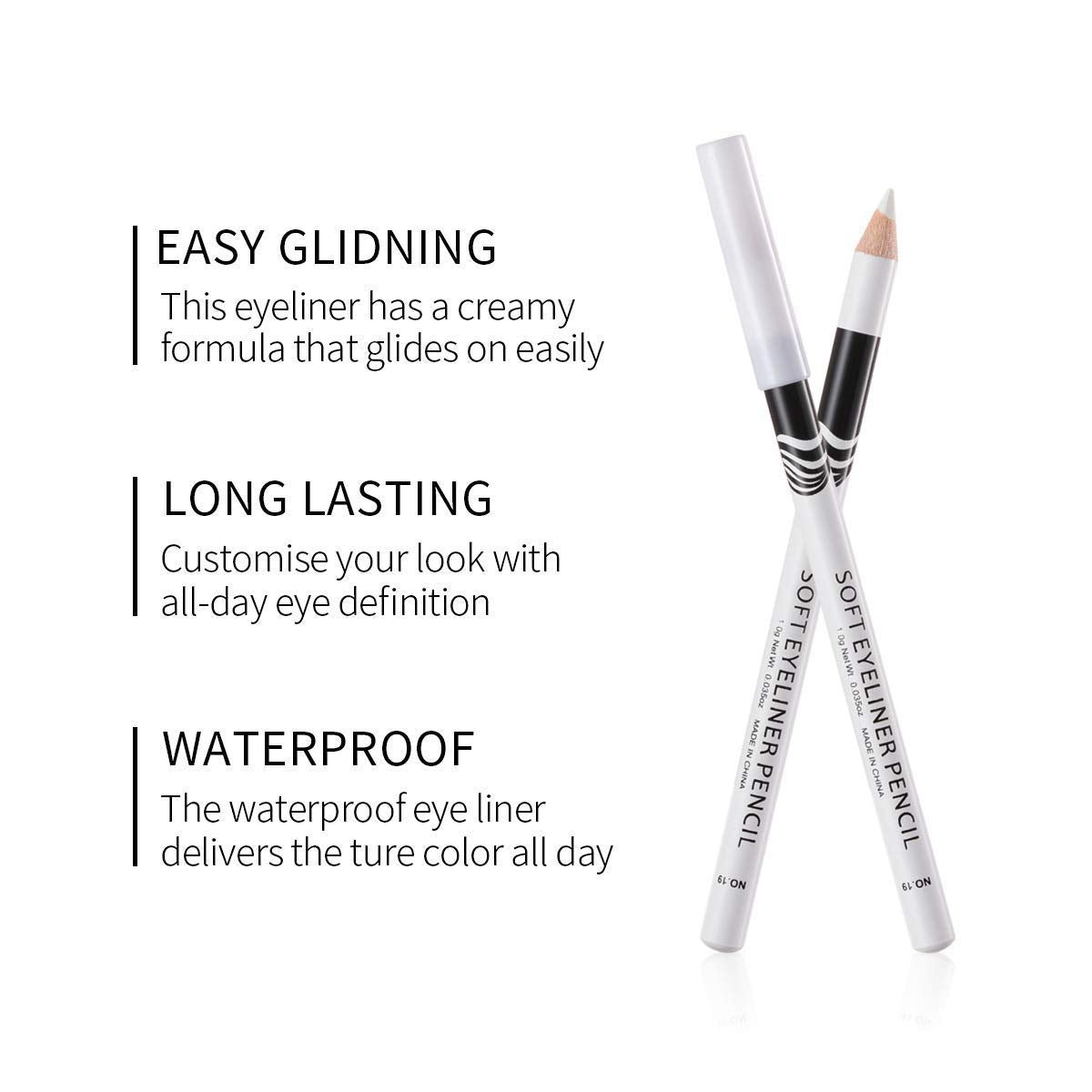 Fashionwu White Eyeliner Pencil waterproof finish for all-day wear