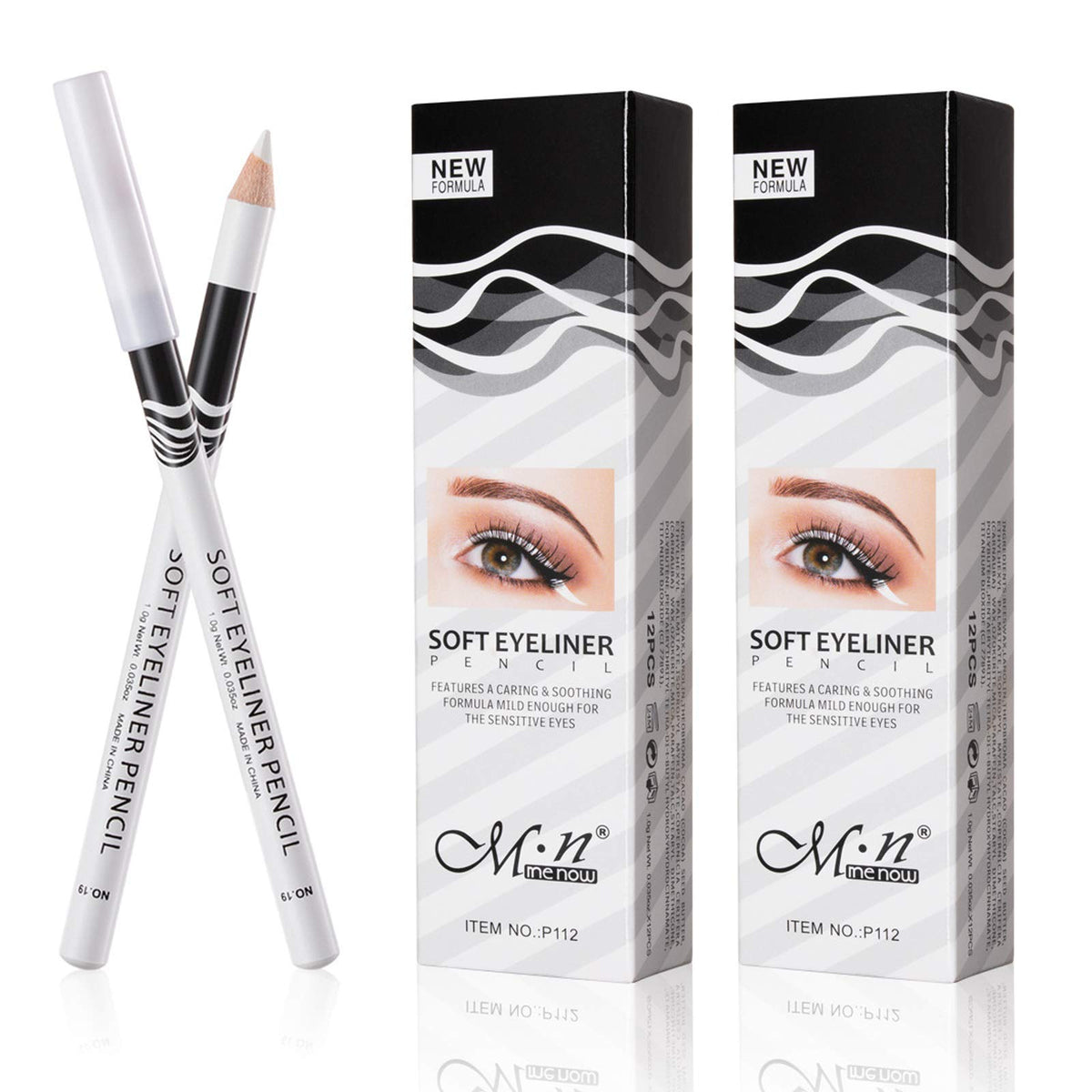 Fashionwu White Eyeliner Pencil closeup showing smooth, precise strokes for clean lines.