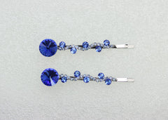 Faship blue sapphire crystal hair clip close-up showing shimmering detail