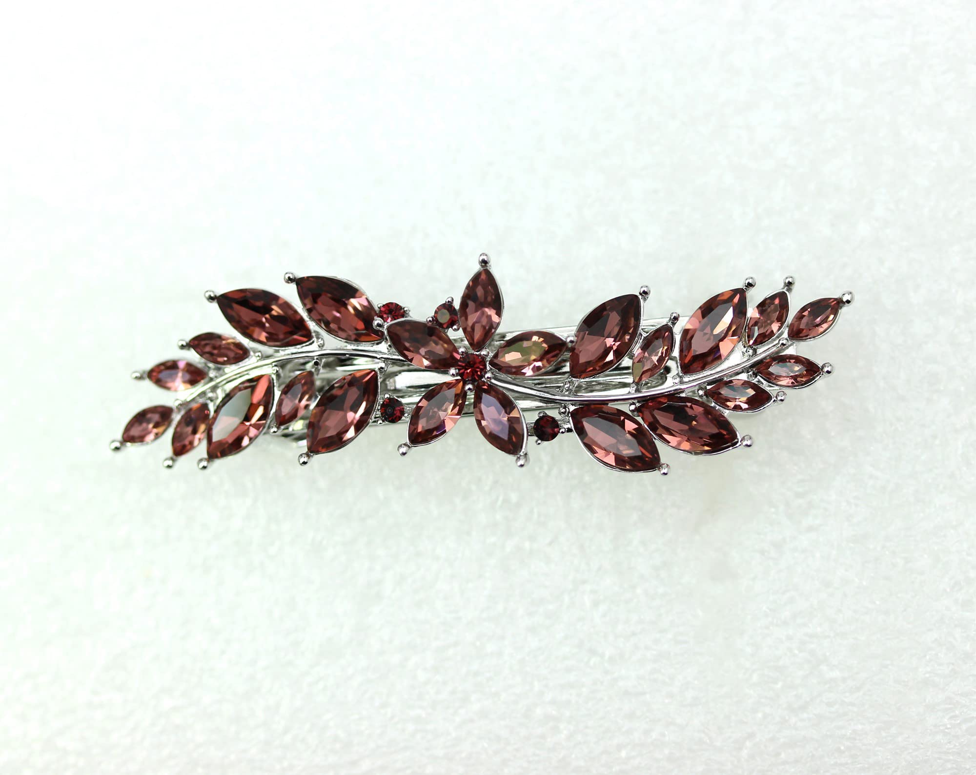 Faship Burgundy crystal hair clip enhances elegant party hairstyles