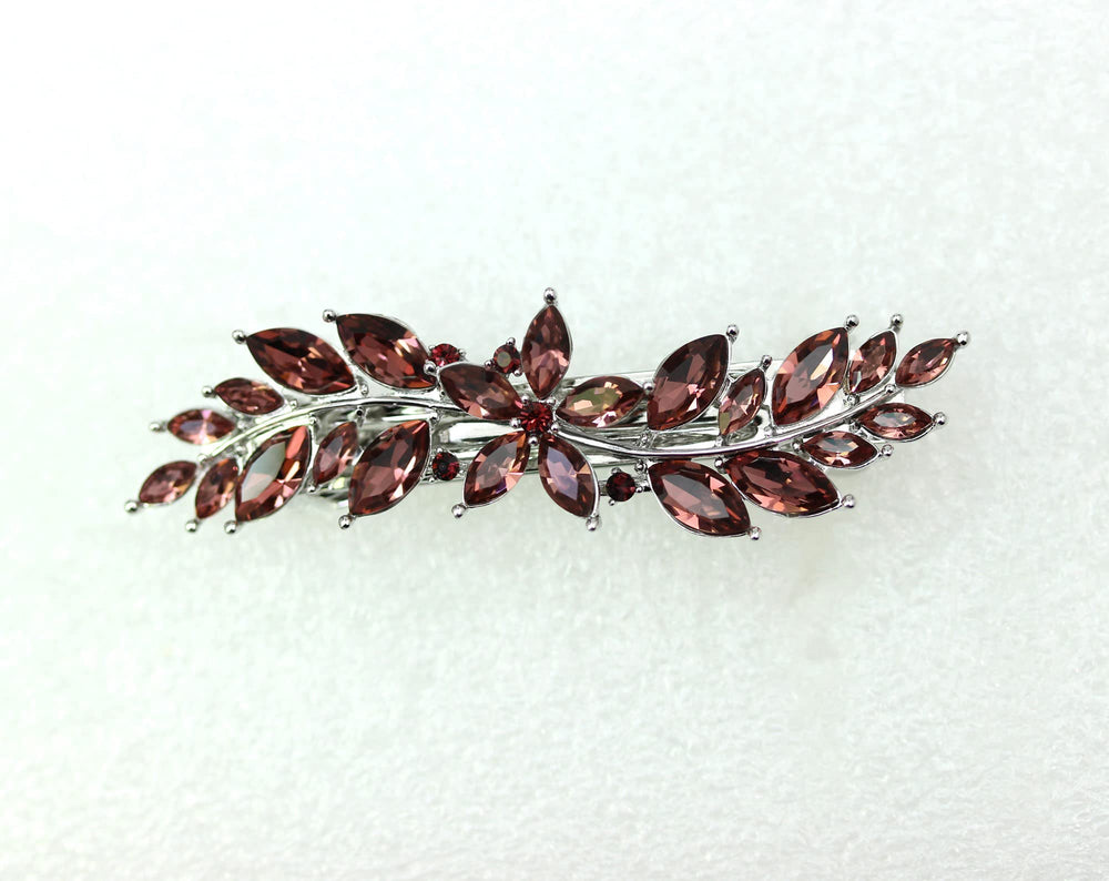 Faship Burgundy crystal hair clip enhances elegant party hairstyles