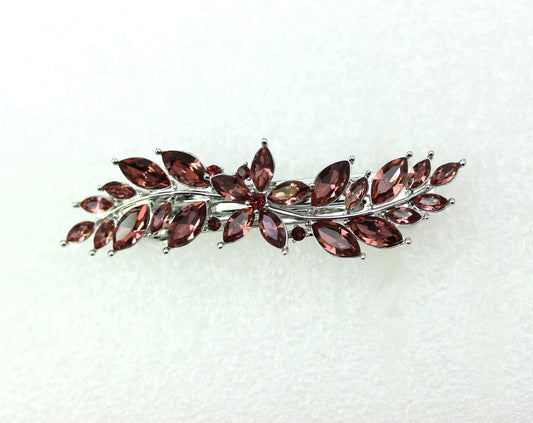 Faship Burgundy crystal hair clip enhances elegant party hairstyles