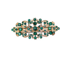 Faship Gorgeous Green Rhinestone Barrette front view for bridal sparkle