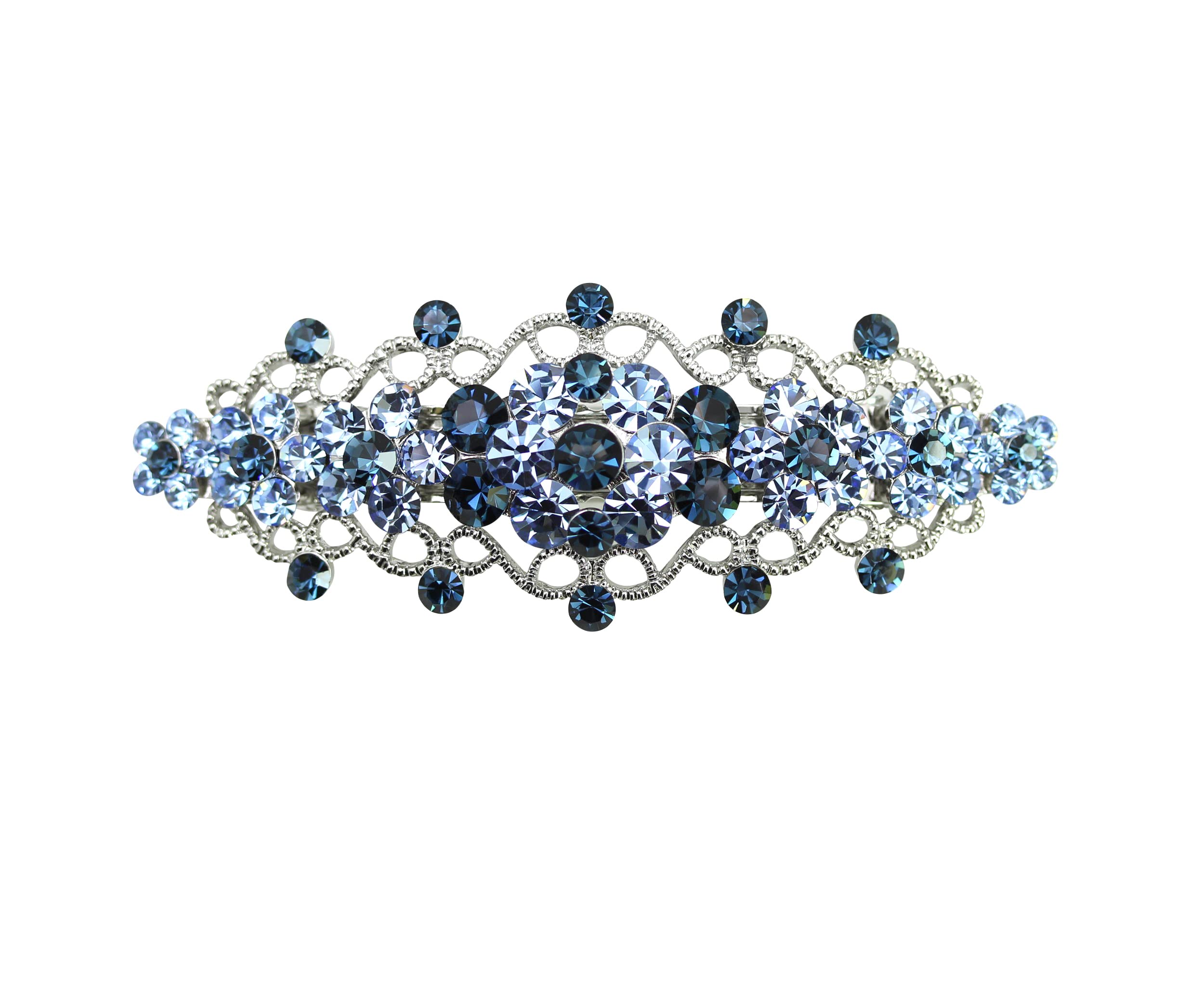 Faship Gorgeous navy blue rhinestone barrette brightens bridal updos.
