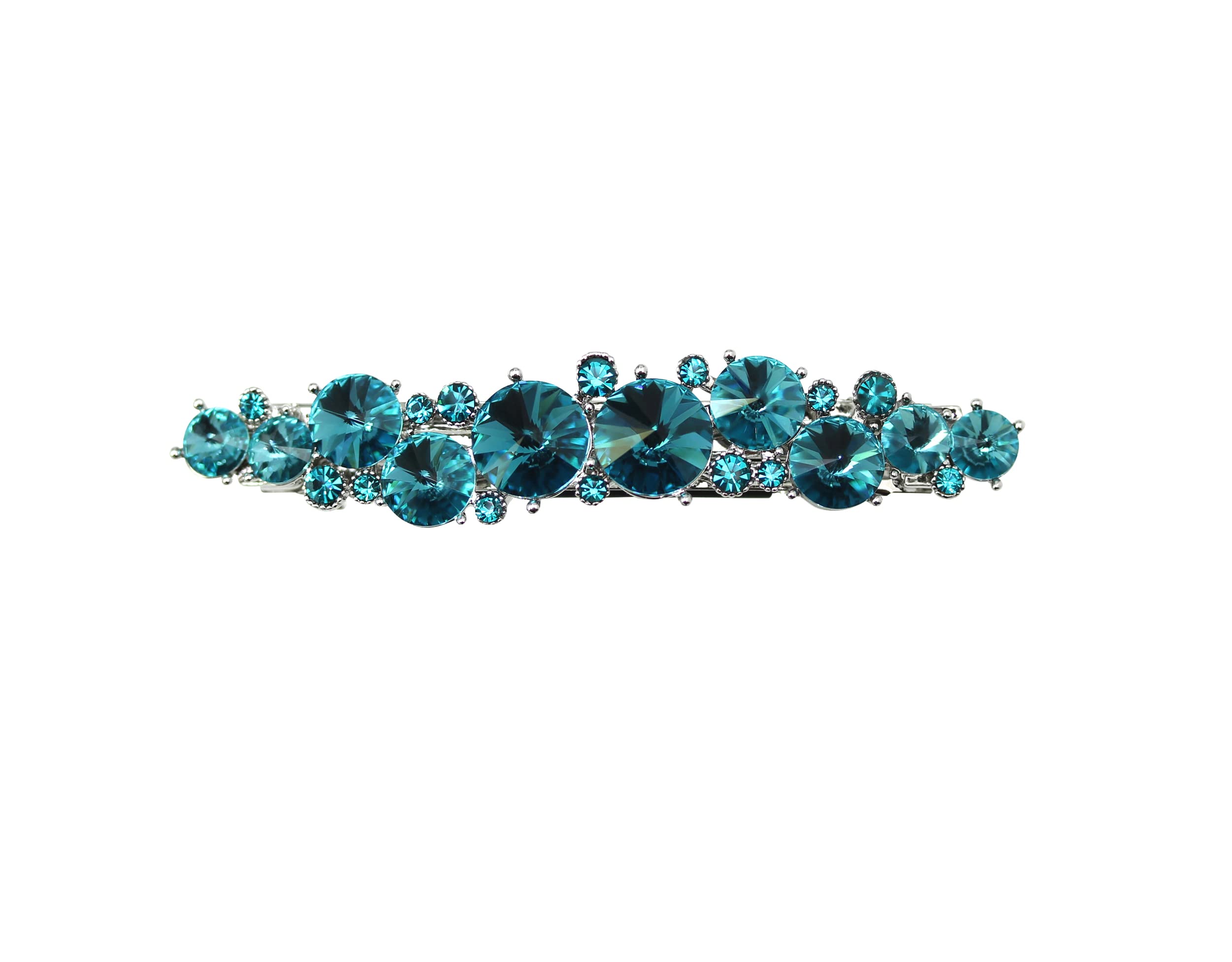 Faship Gorgeous Teal Rhinestone Barrette clip for bridal or party looks