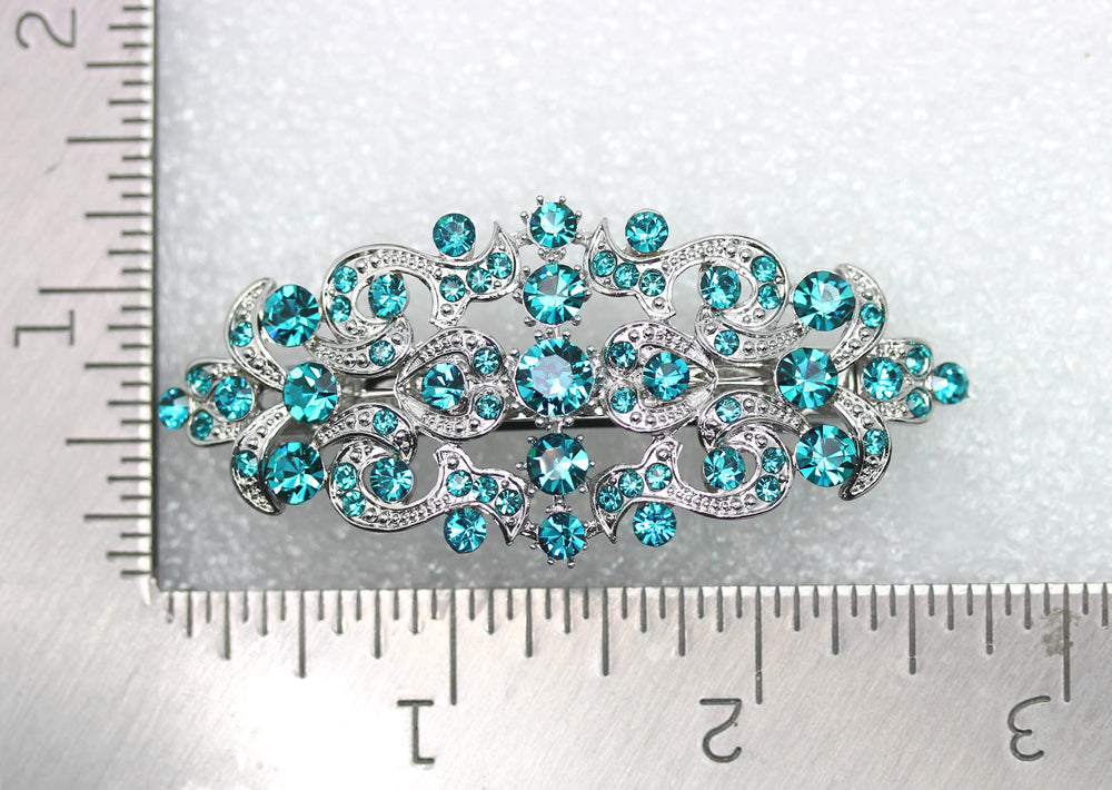 Faship Malibu blue-teal floral design elevates formal hairstyles.