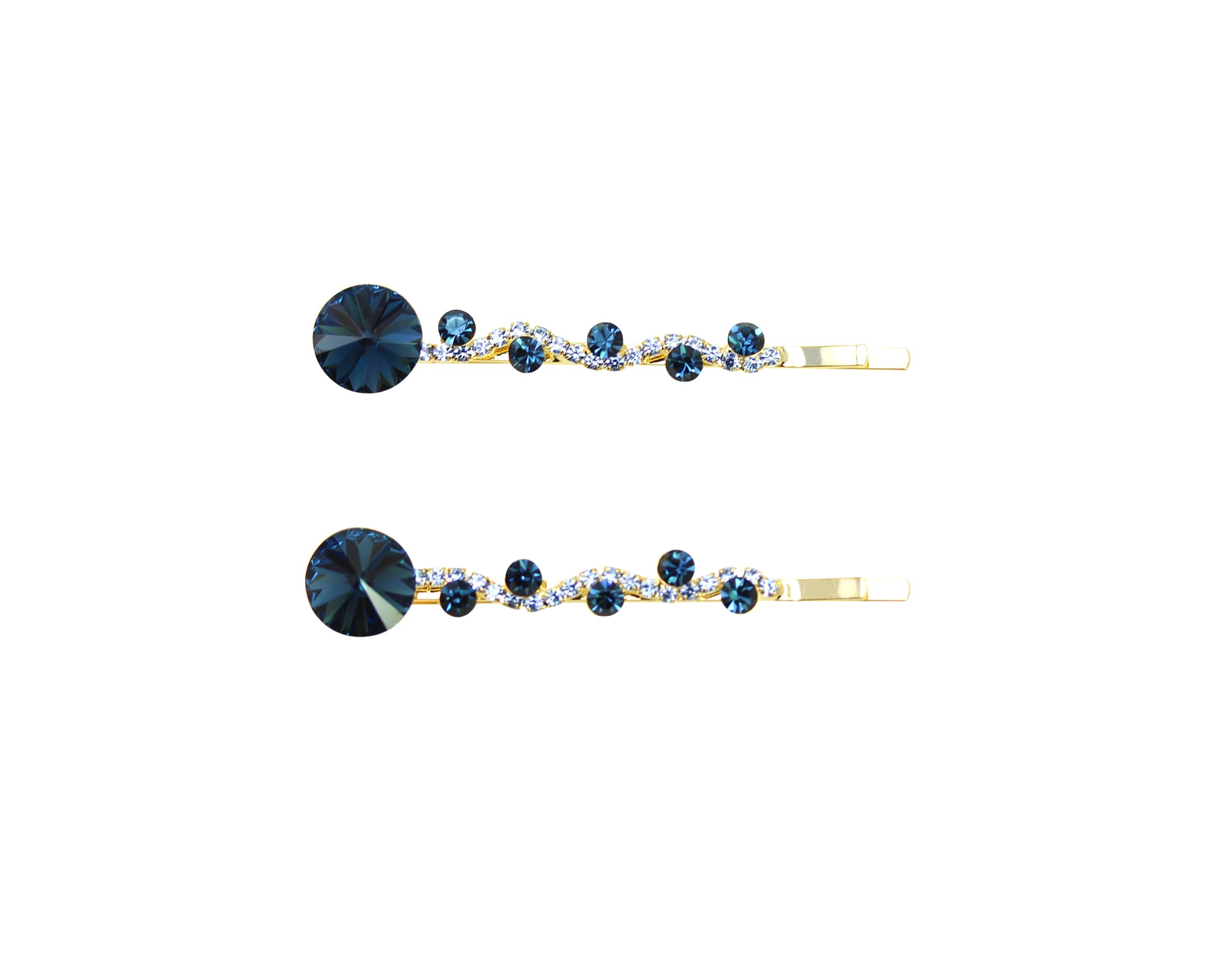 Faship navy blue rhinestone floral hair clip 2pc adds bridal sparkle to updos
