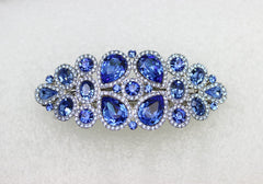 Faship sapphire crystal flower barrette closeup highlights intricate sparkle.