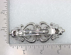Faship teal rhinestone floral barrette ideal for prom and celebrations