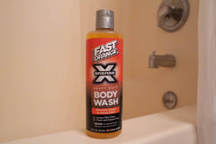 Fast Orange Grease X Body Wash creamy foam and lather in action