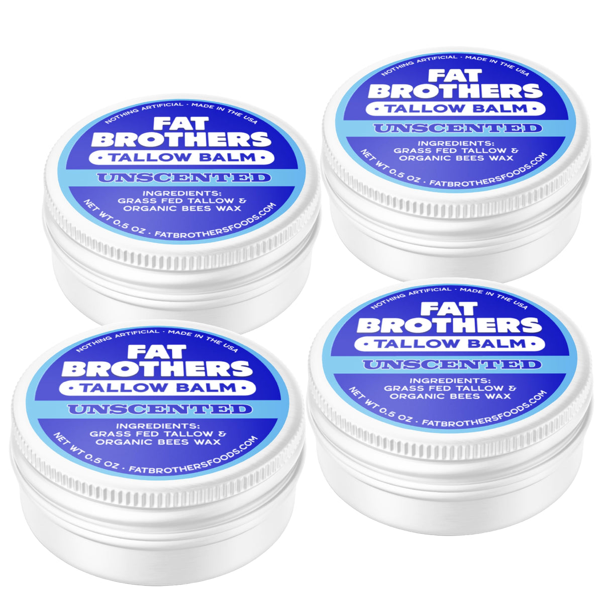 Fat Brothers Tallow Balm tin 0.5 oz shown for long-lasting lip moisture.