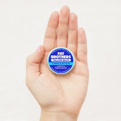 USA-made small-batch Fat Brothers balm packaging emphasizing quality.
