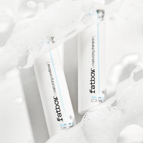 Fatboy Moisturizing Shampoo being massaged into hair for gentle cleansing.