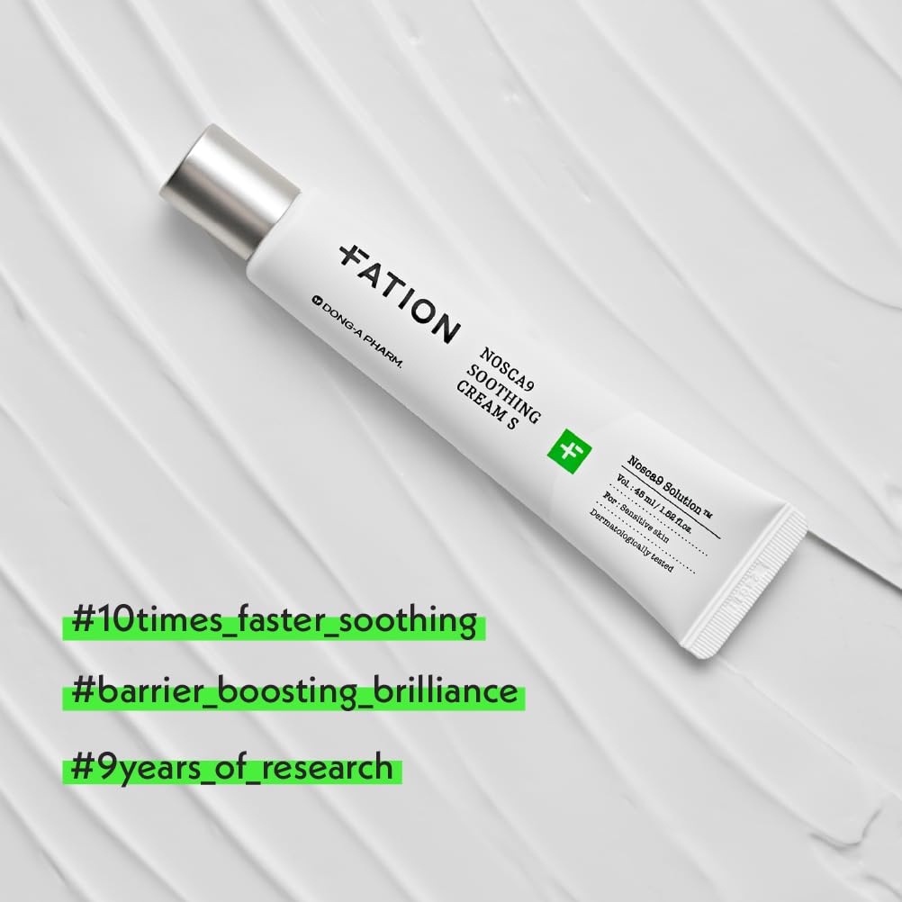 Fation NOSCA9 live fresh cica ingredient spotlight suggests soothing comfort during flare-ups.