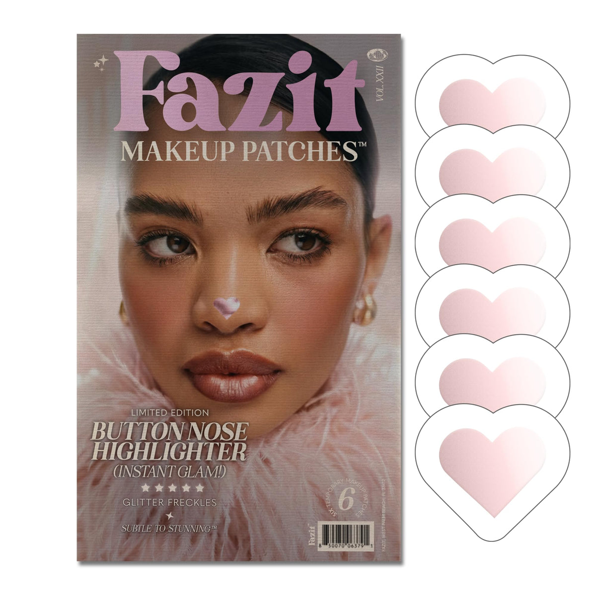Fazit Button Nose Highlighter patches close-up showing glitter speckles for radiant skin