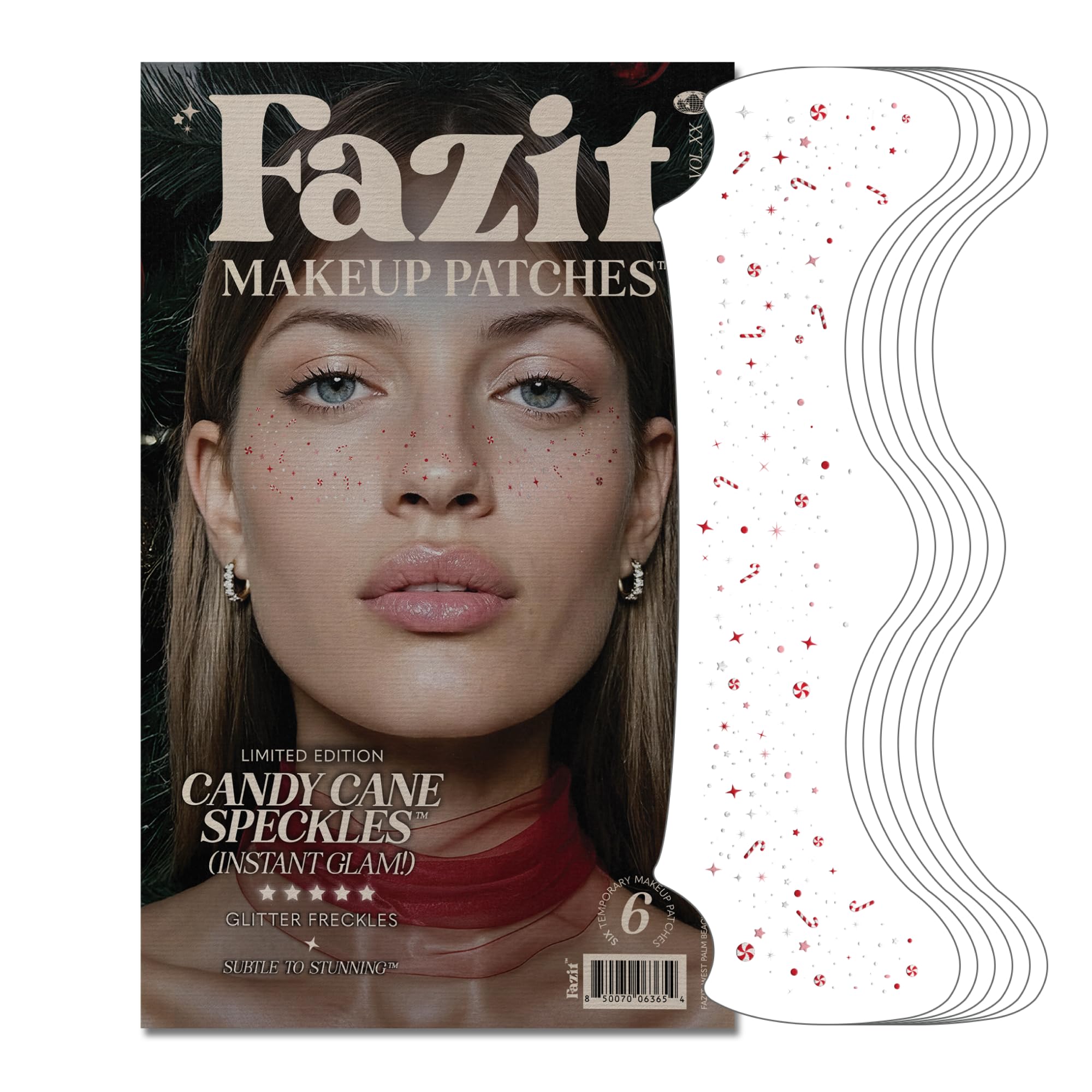Fazit candy cane speckles patches close-up for vibrant, long-lasting sparkle.