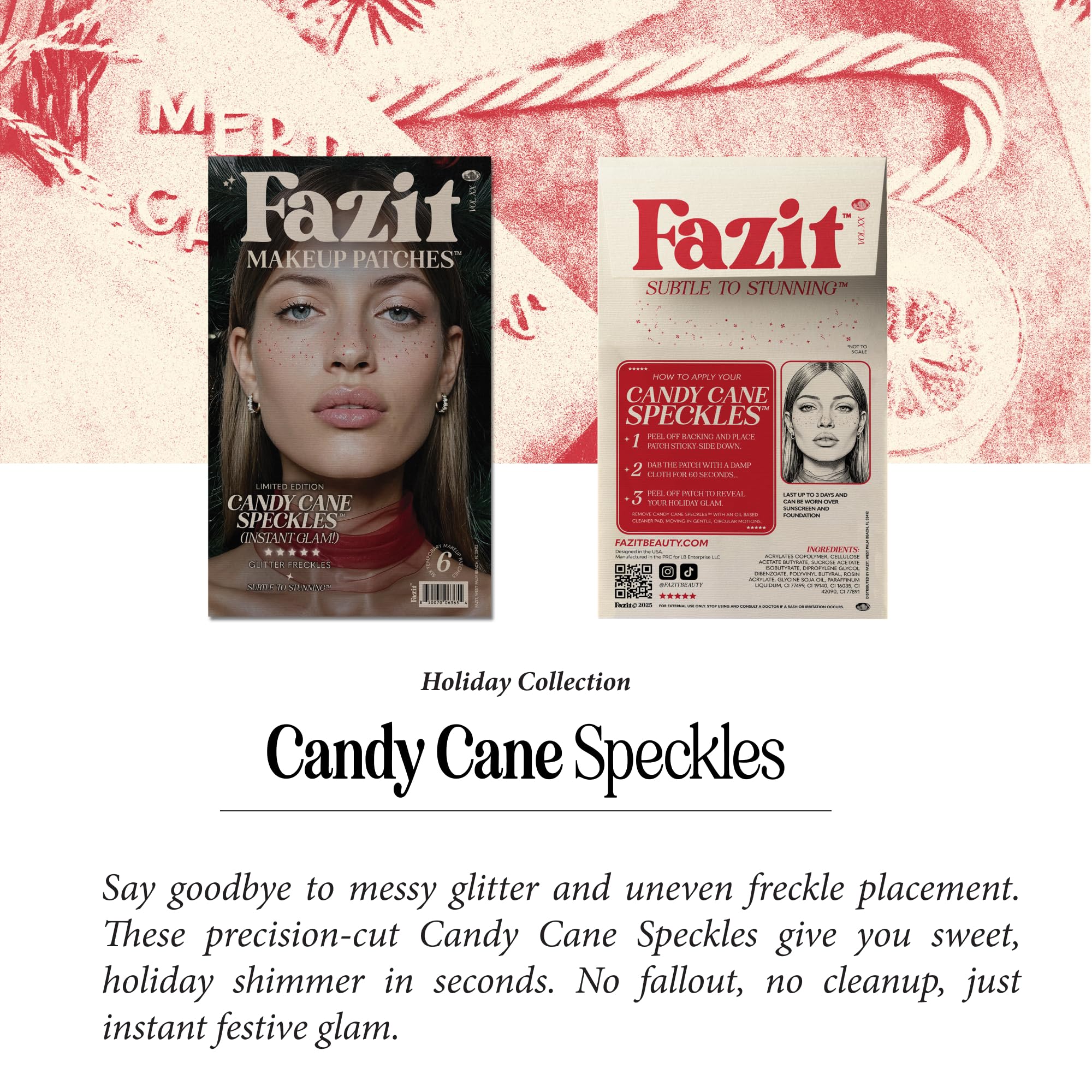 Fazit festival-ready candy cane patches for costumes and events.