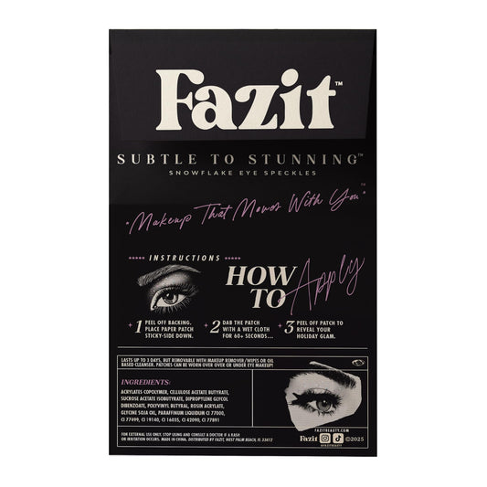 Fazit glitter eye patches are waterproof and stay vibrant for long-lasting sparkle