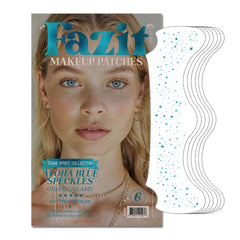 Fazit Aloha Blue Speckles face patch adds subtle glitter for glow.