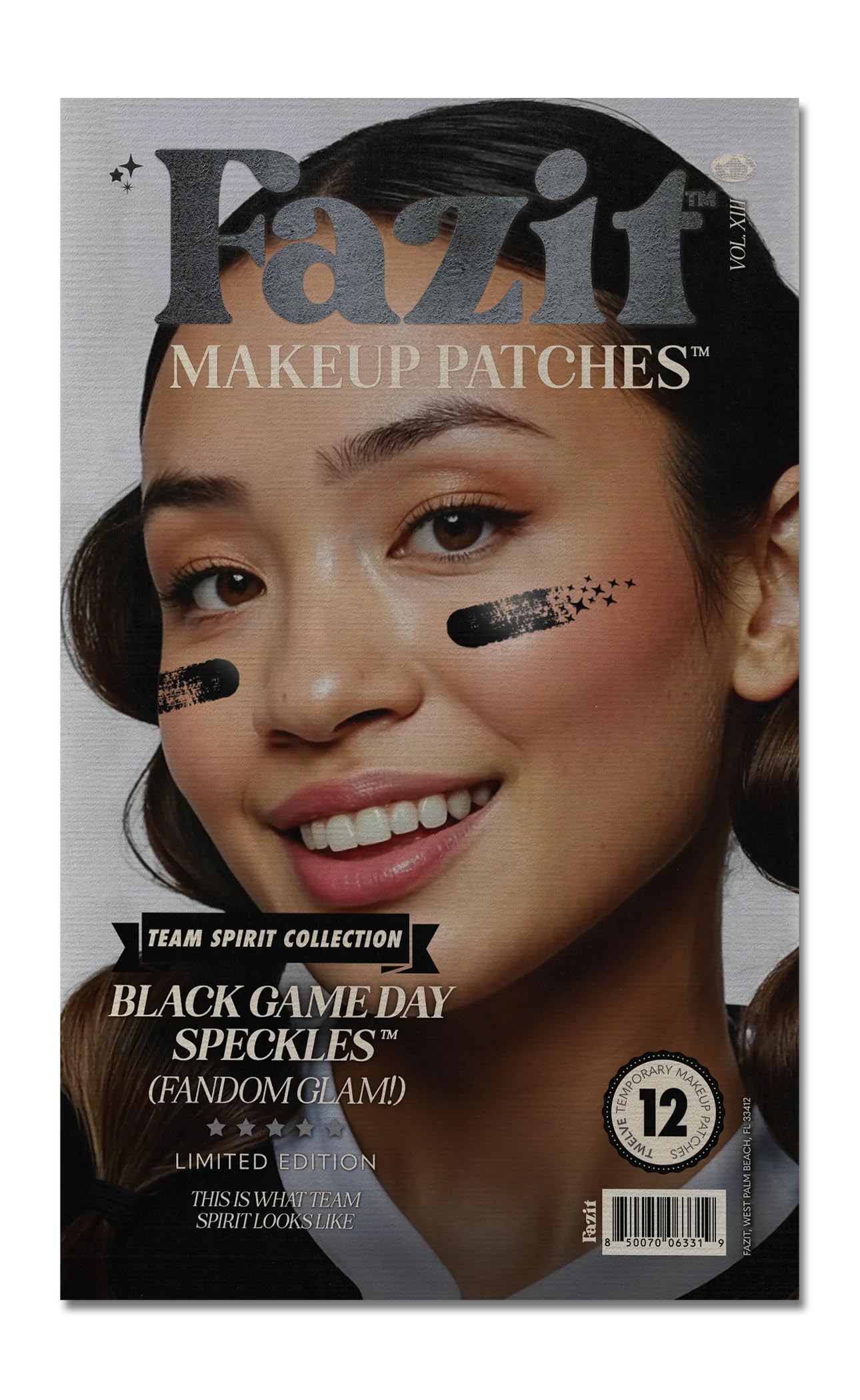Fazit Makeup Patches Black game day speckles for bold stadium-ready fan makeup.