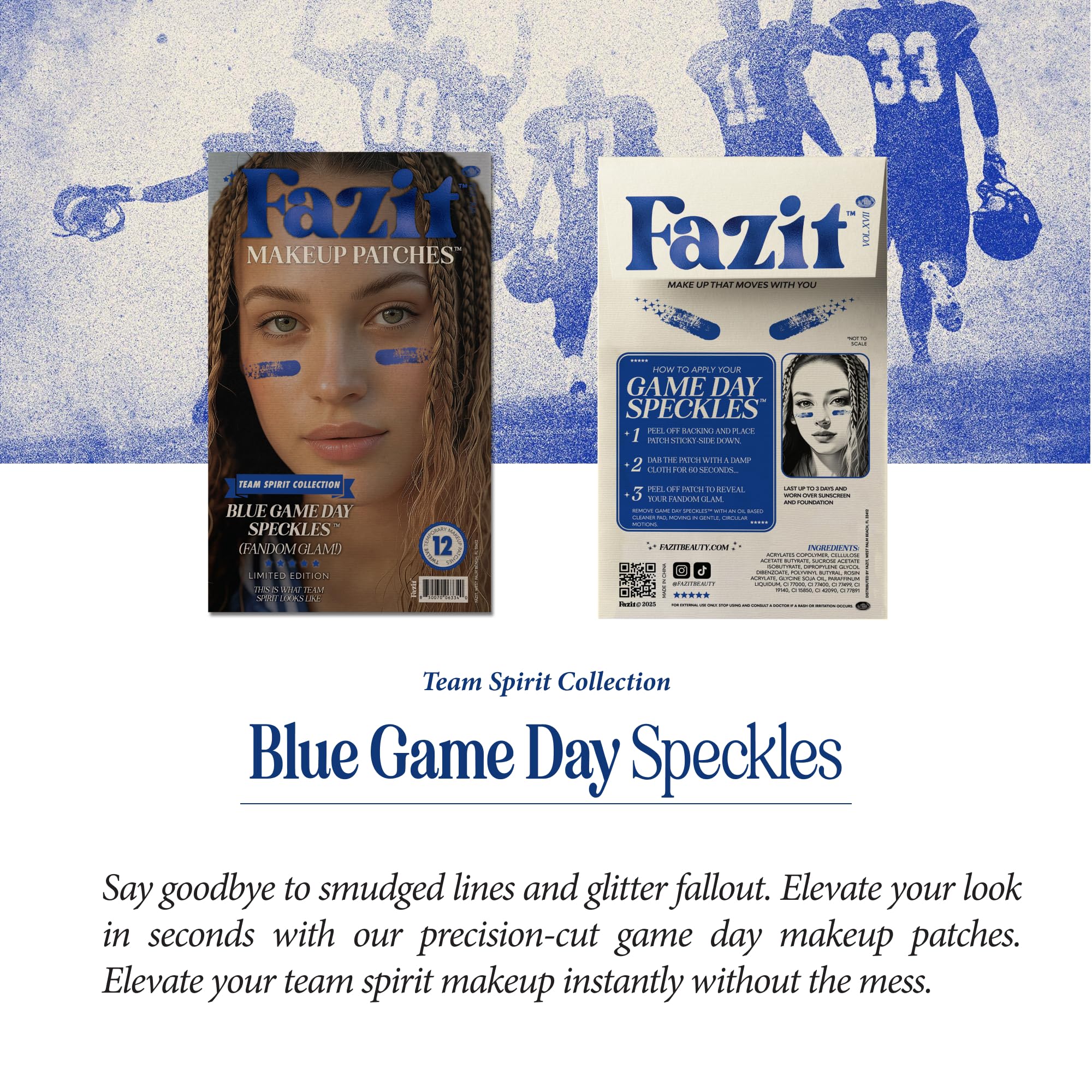 Fazit makeup patches blue speckles deliver a long-lasting sparkle finish