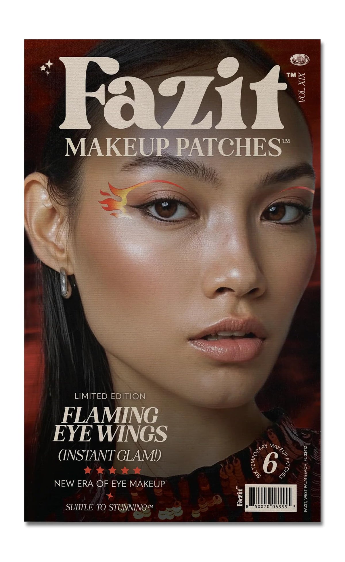 Fazit makeup patches with flaming eye speckles for a bold, shimmering festival look