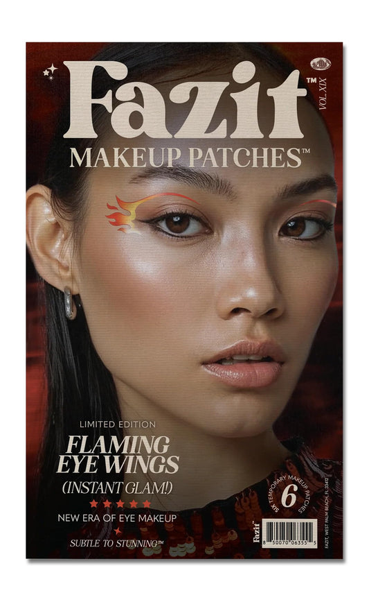 Fazit makeup patches with flaming eye speckles for a bold, shimmering festival look