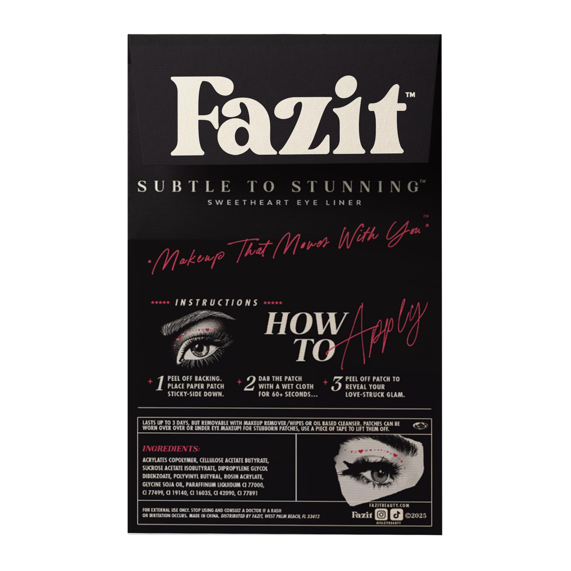 Fazit Glow Up patches deliver durable waterproof sparkle for all-day wear.