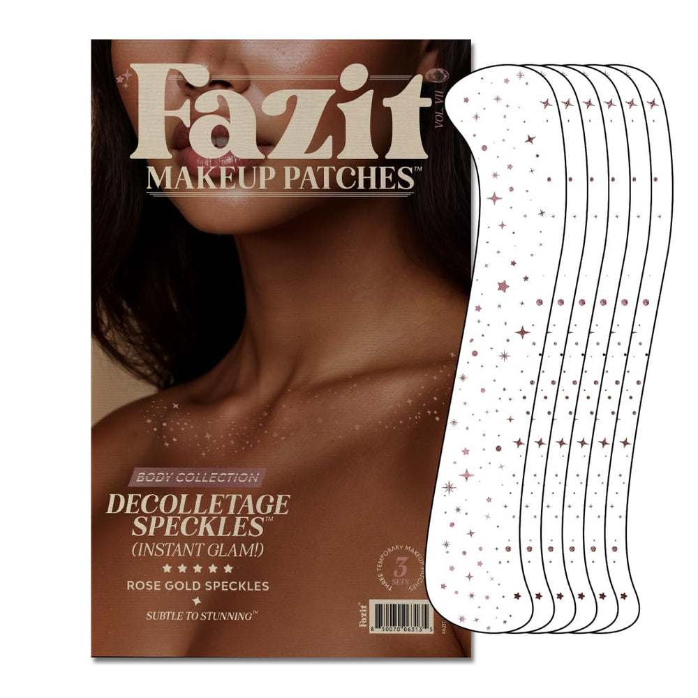 Fazit makeup patches rose gold decolletage speckles applied for radiant glow