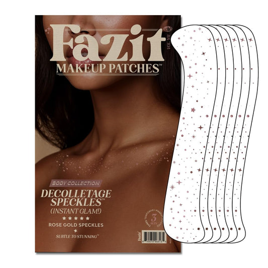 Fazit makeup patches rose gold decolletage speckles applied for radiant glow