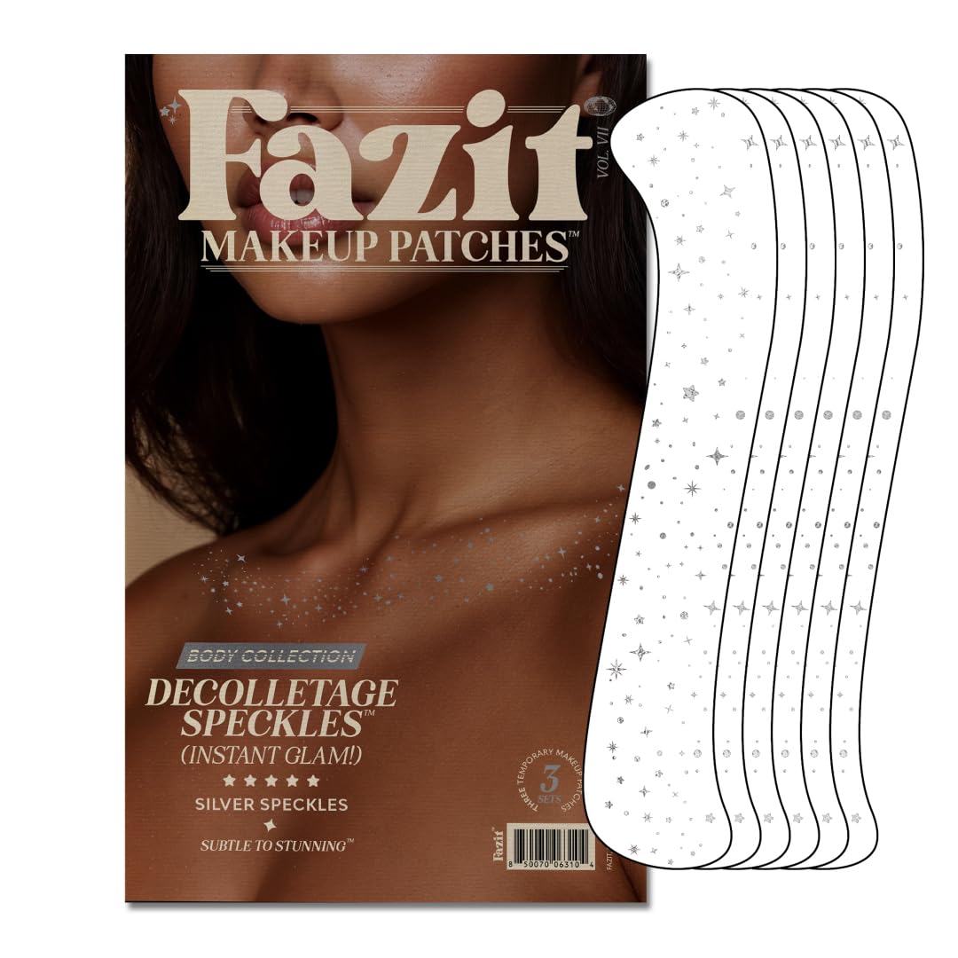 Fazit makeup patches with silver decollatage speckles for radiant sparkle.